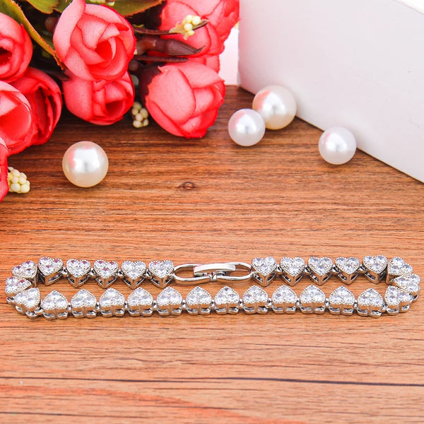 AAA Cubic Zirconia Heart Tennis Bracelet HNS Studio Canada