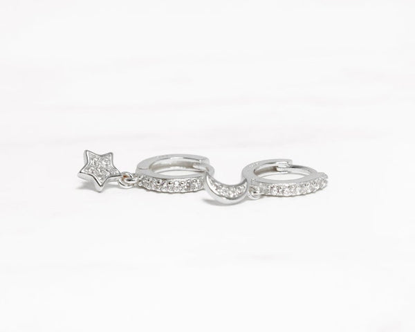 Moon and Star Hoop Earrings