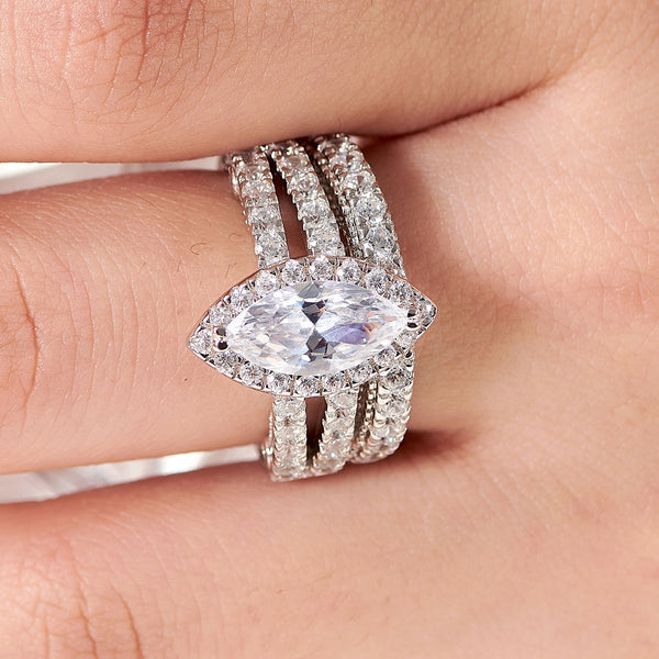 1.8 Carats Sterling Silver Women's Wedding Ring Set