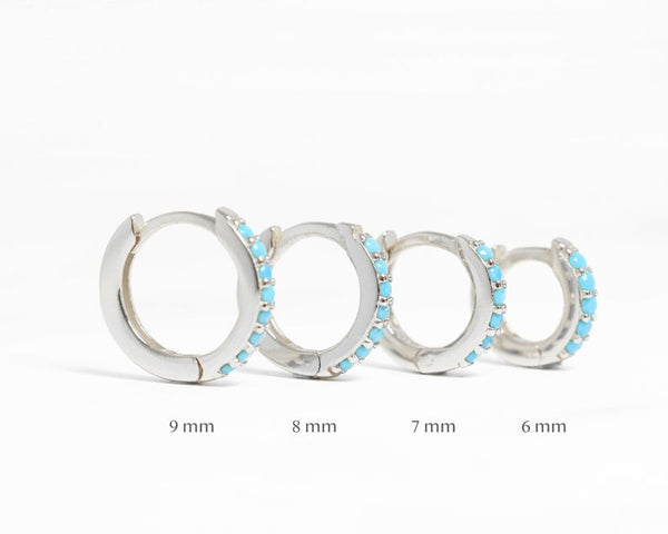 Turquoise Sterling Silver Huggie Hoop Earrings