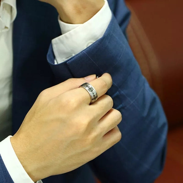 8mm Personalized Engraved Spinner Ring for Men HNS Studio Canada