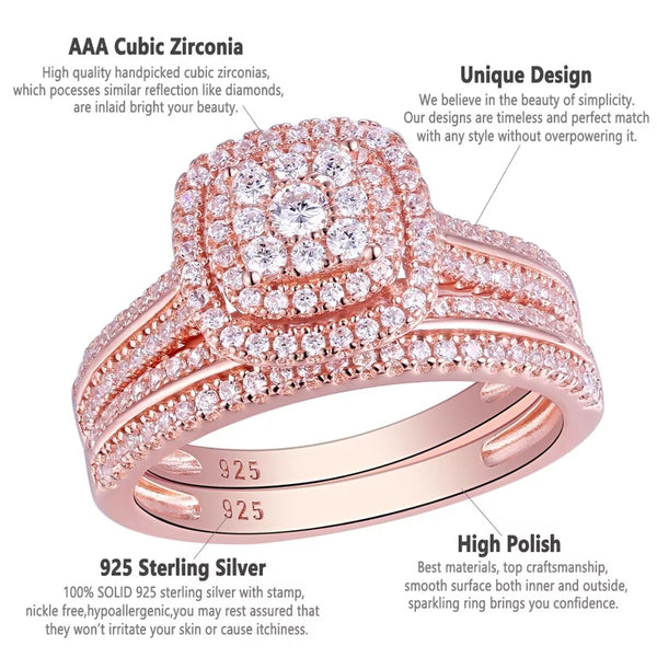 Rose gold Wedding ring set