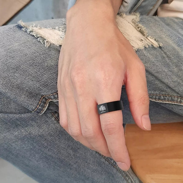 Personalized Engrave Ring for Men Black- Tungsten HNS Studio Canada