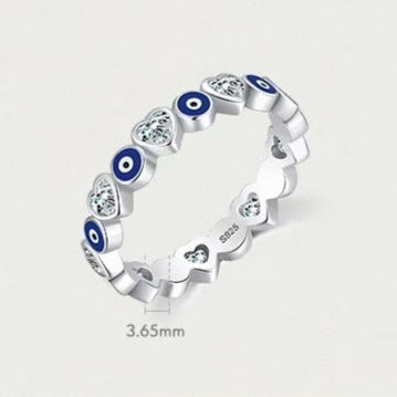 Evil Eye Sterling Silver Ring with Hearts HNS Studio Canada