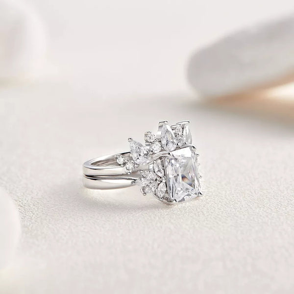 Radiant Cut Wedding Ring Set HNS Studio