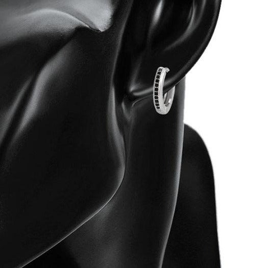 Silver Black CZ Hoops HNS Studio Canada