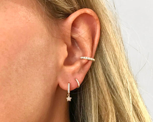 Moon and Star Hoop Earrings