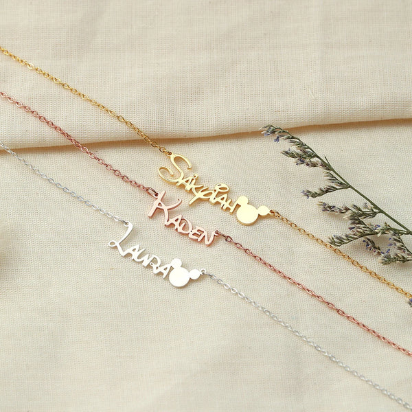 Disney Font Name Necklace with Mickey Mouse HNS Studio Canada