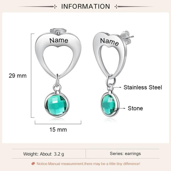 Name Earrings with Birthstone HNS Studio Canada