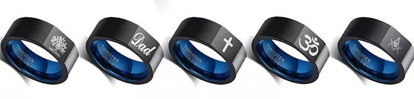Personalized Engrave Ring for Men Black- Tungsten HNS Studio Canada