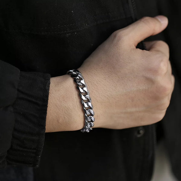 Men's 316L Stainless Steel Curb Link Chain Bracelet - 9 mm