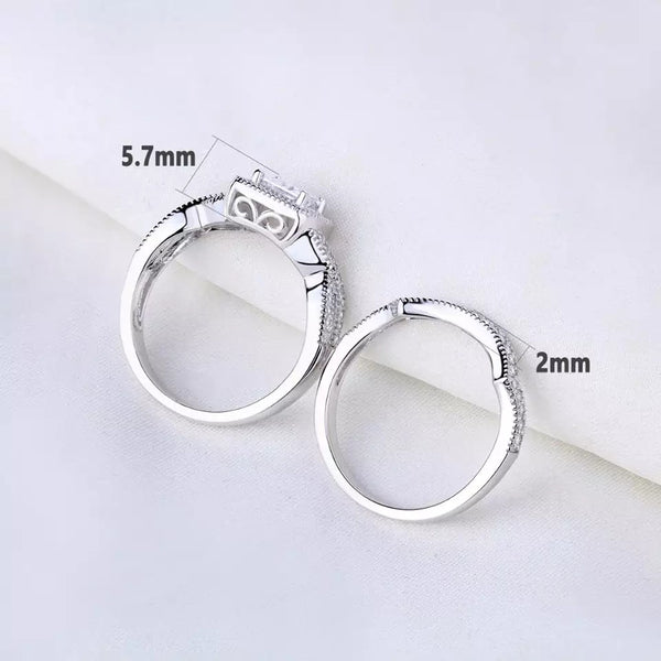 Princess Cut Sterling Silver Women's Wedding Ring Set HNS Studio Canada
