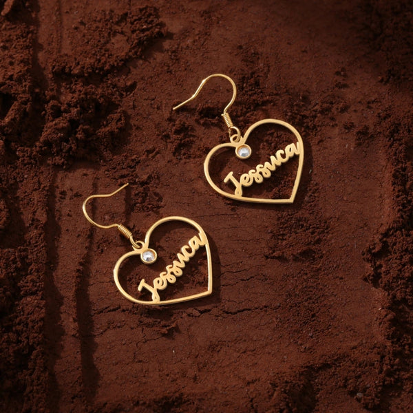 Personalized Love Heart Name Earrings Sterling Silver