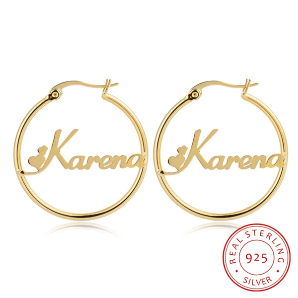 Sterling Silver Name Hoop Earrings HNS Studio Canada