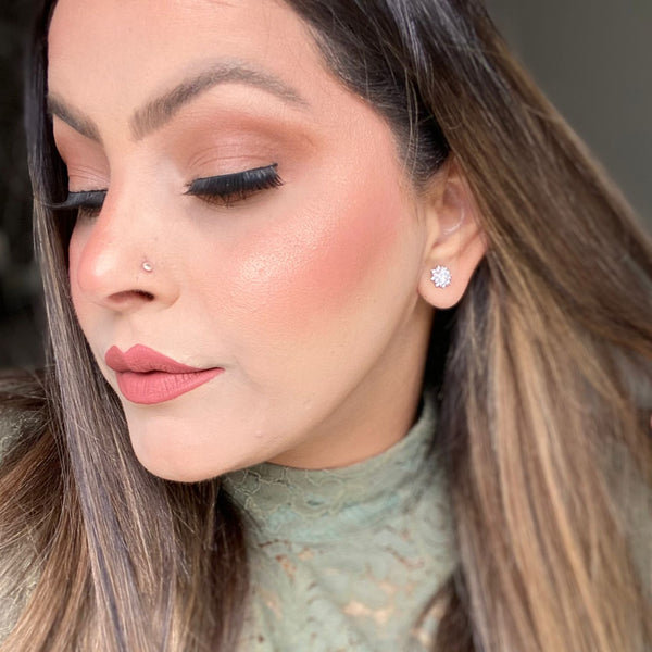 Halo Cubic Zirconia Stud Earrings HNS Studio Canada