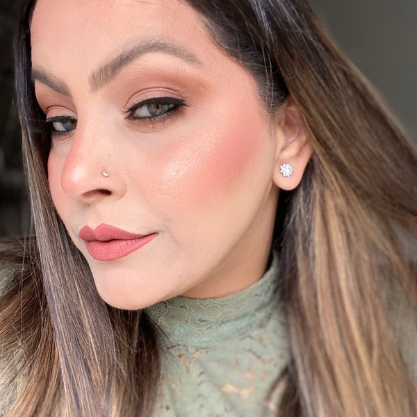 Halo Cubic Zirconia Stud Earrings HNS Studio Canada