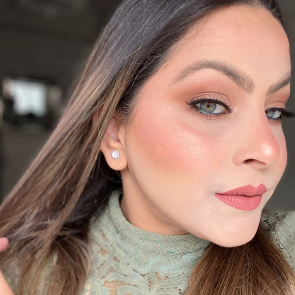 Halo Cubic Zirconia Stud Earrings HNS Studio Canada