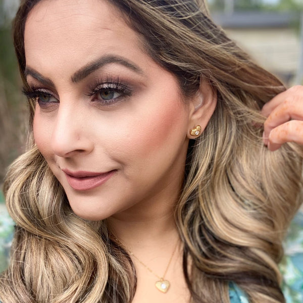Gold Heart Necklace and Earrings Set HNS Studio  Canada