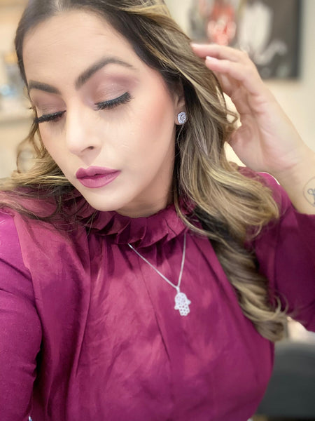 Hamsa Hand Silver Necklace HNS Studio Canada