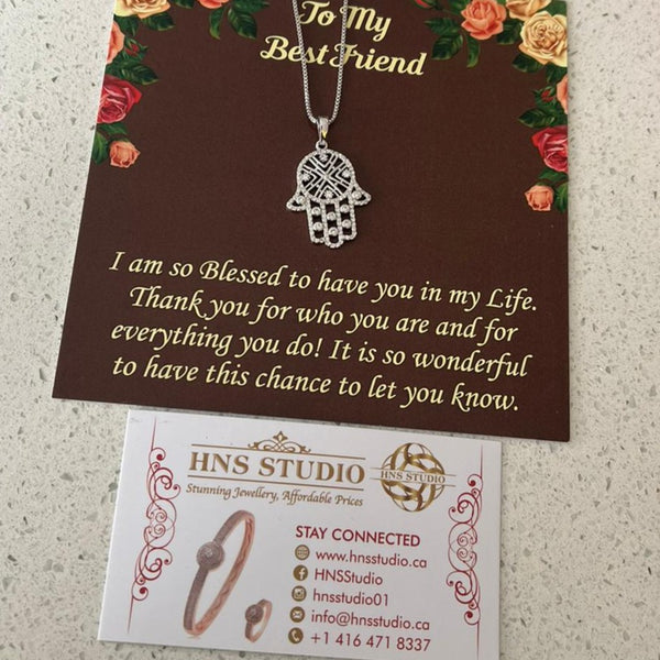 Hamsa Hand Silver Necklace
