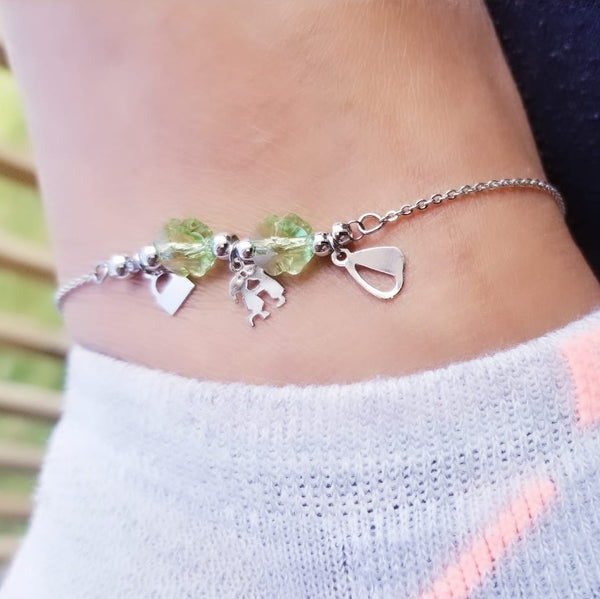 Green Four Leaf Clover Anklet