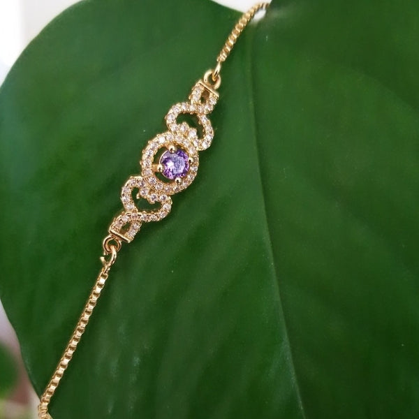 Amethyst 18K Gold  Plated Bracelet