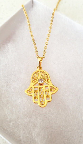 24K Gold Filled  Hamsa Necklace