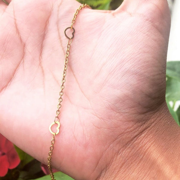 Small Open Hearts Anklet in Gold HNS Studio Canada