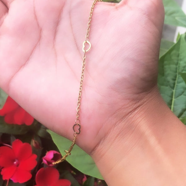Small Open Hearts Anklet in Gold HNS Studio Canada