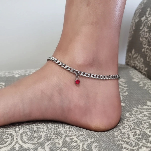 Silver Birthstone Anklet
