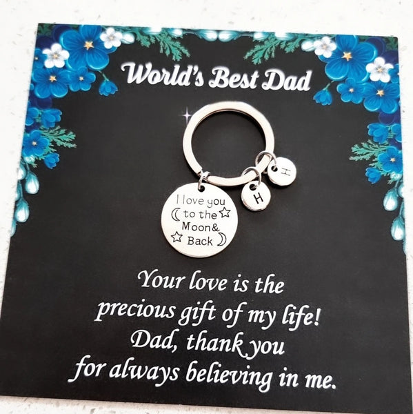 I Love You to the Moon and Back Personalized Dad Keychain HNS Studio Canada