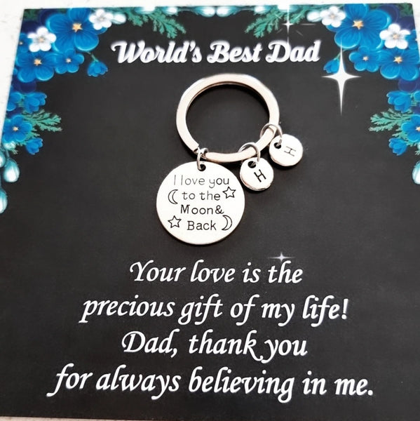 I Love You to the Moon and Back Personalized Dad Keychain HNS Studio Canada