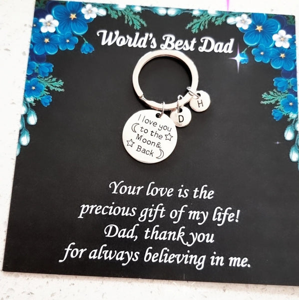 I Love You to the Moon and Back Personalized Dad Keychain HNS Studio Canada