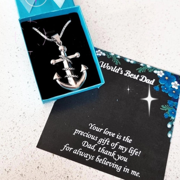 Men's Silver Anchor Pendant Necklace