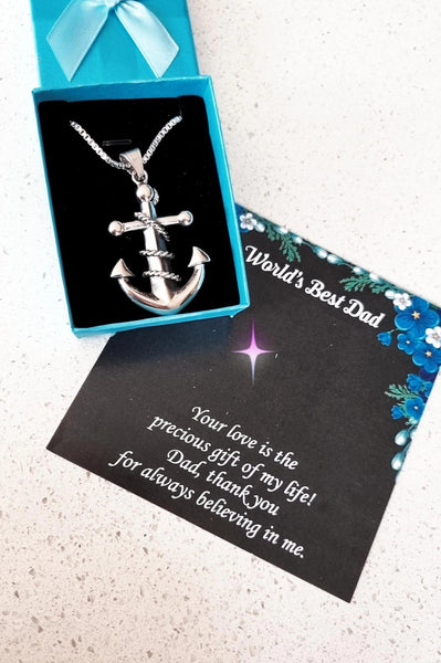 Men's Silver Anchor Pendant Necklace