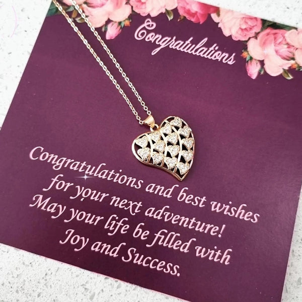 Gold Plated Heart Necklace with Cubic Zircon