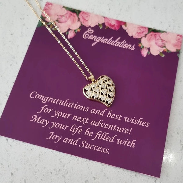 Gold Plated Heart Necklace with Cubic Zircon