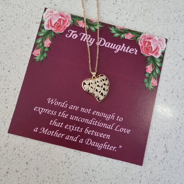 Gold Plated Heart Necklace with Cubic Zircon