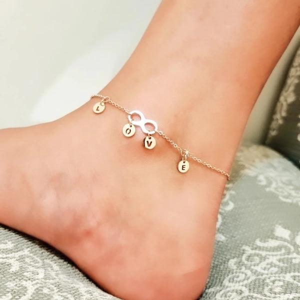 18K Rose Gold Love Infinity Anklet