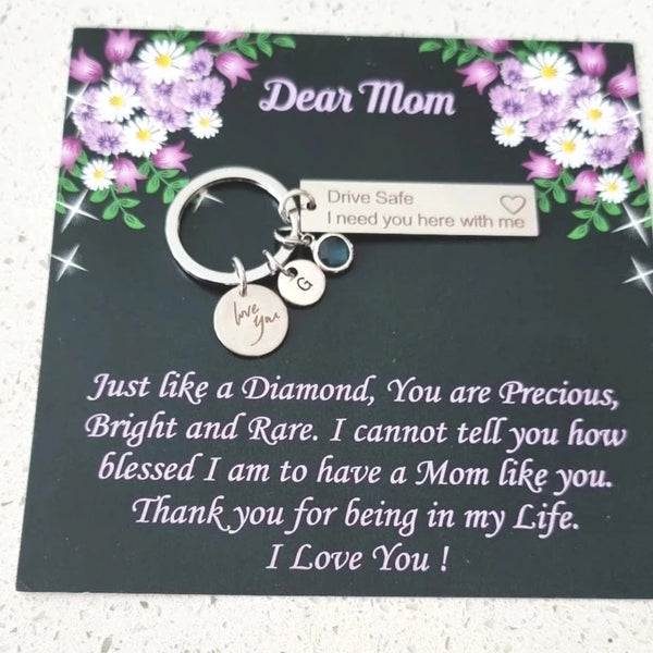 Personalized Drive Safe Keychain with love you charm HNS Studio Canada