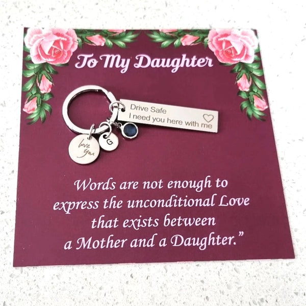 Personalized Drive Safe Keychain with love you charm HNS Studio Canada