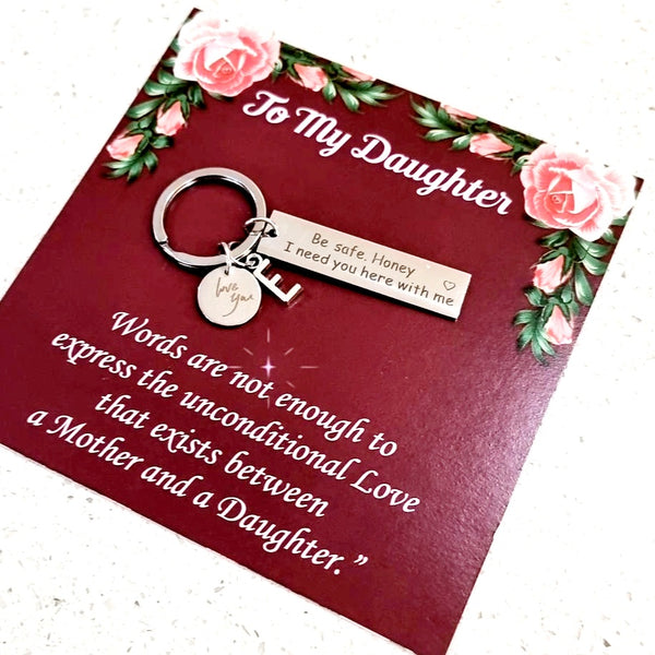 Be Safe Honey Keychain with love you charm-Personalized HNS Studio Canada