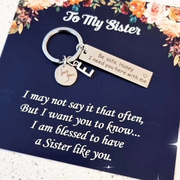 Be Safe Honey Keychain with love you charm-Personalized HNS Studio Canada