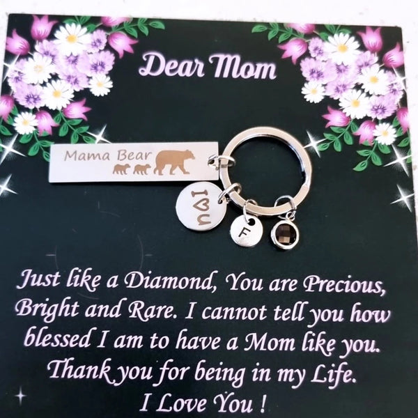 Mama Bear Keychain Personalized HNS Studio Canada
