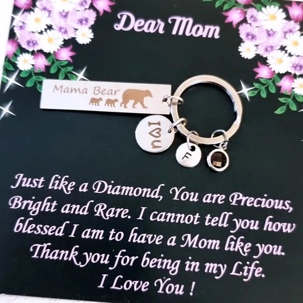 Mama Bear Keychain Personalized HNS Studio Canada