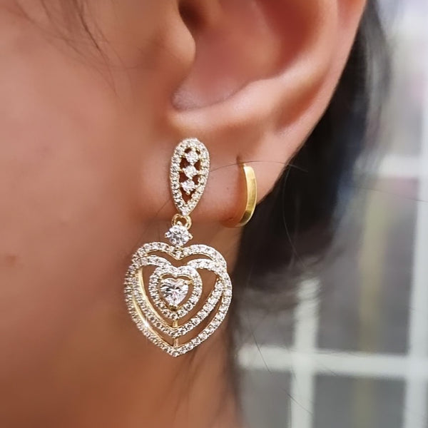 CZ Diamond Dangle Earrings Gold Plated HNS Studio Canada