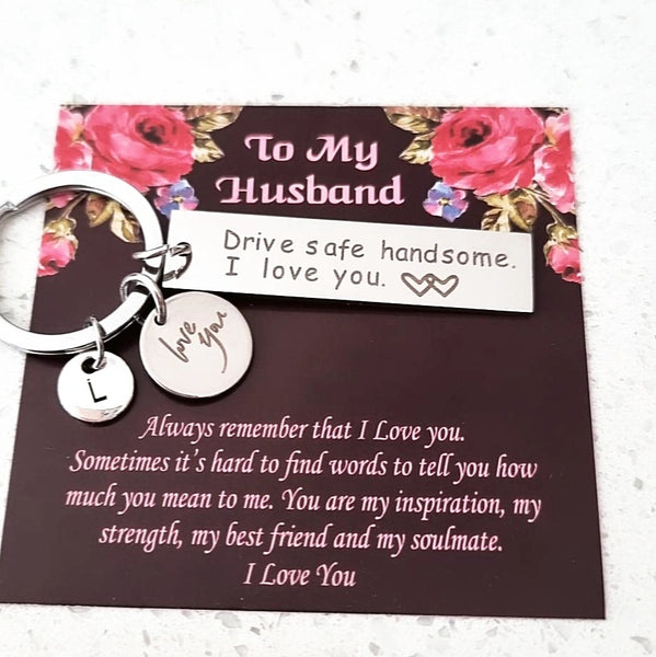 Drive Safe I Need You Here With Me Keychain-For Husband HNS Studio Canada