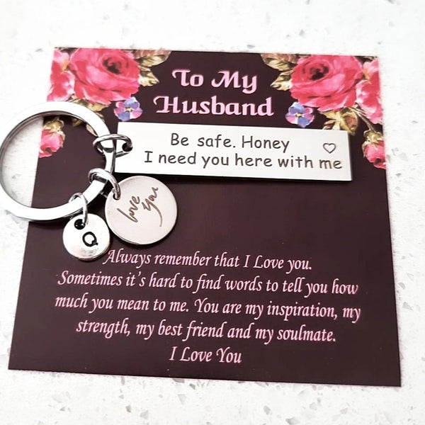 Drive Safe I Need You Here With Me Keychain-For Husband HNS Studio Canada