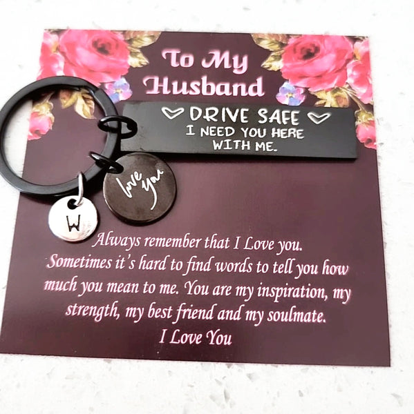 Drive Safe I Need You Here With Me Keychain-For Husband HNS Studio Canada