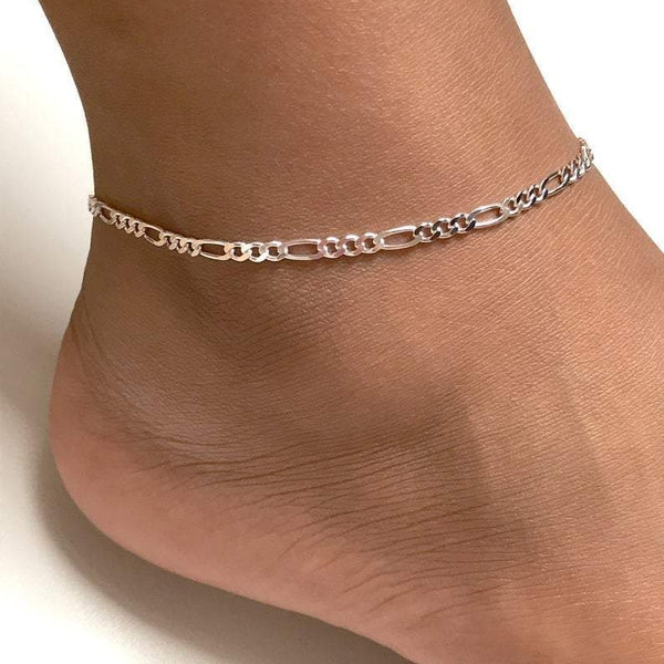 Silver Figaro Link Anklet